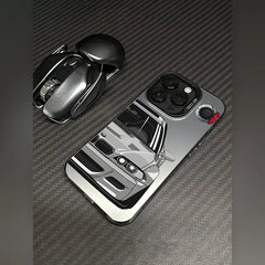 Reflective Car Design Case for iPhone with Laser Silver Finish, Shock-Absorbing Protective Cover