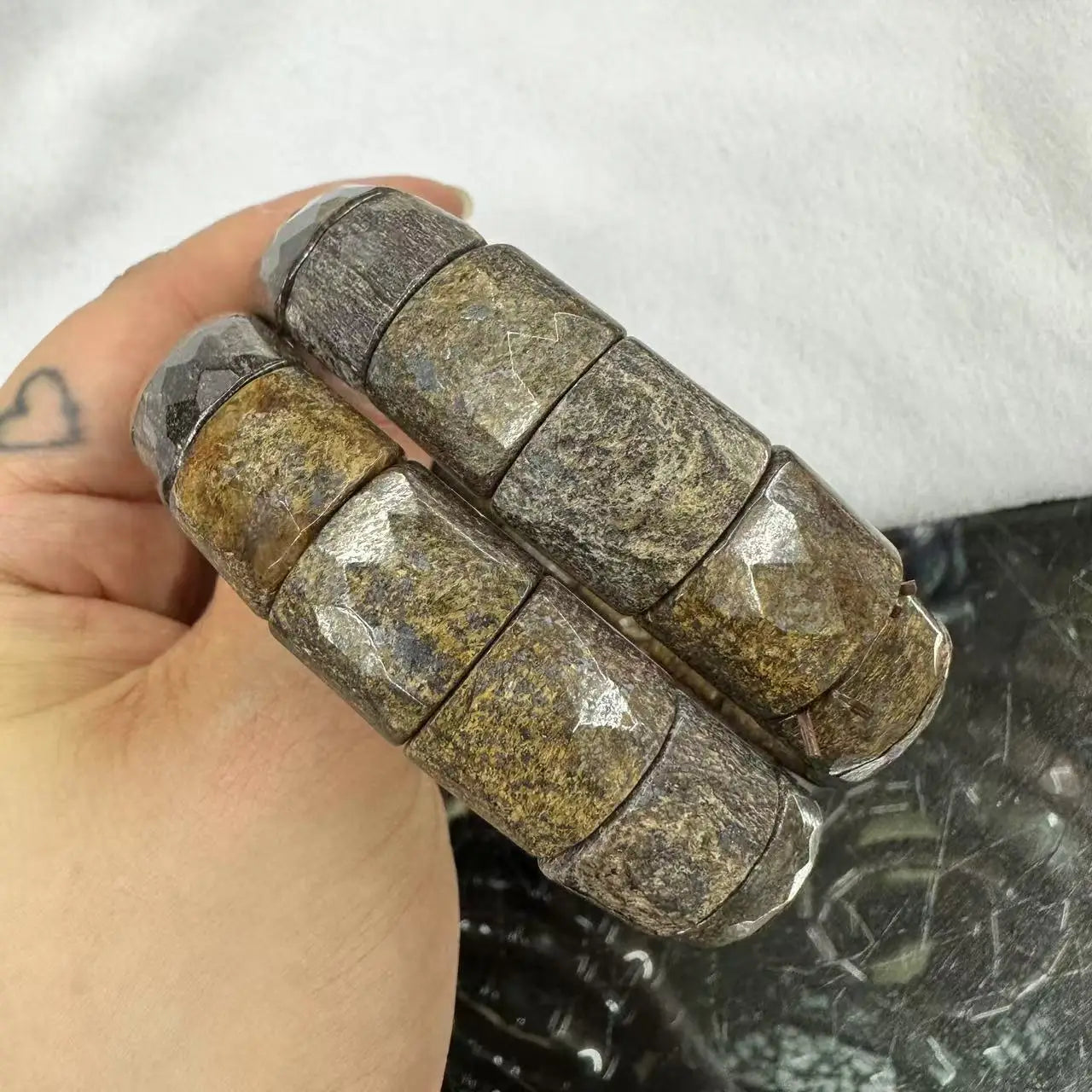 Natural 12x15mm Faceted Stone Unique Crystal Citrine Agate Amethyst Pyrite Fashion Elastic Handcrafted Bracelets Energy Bangles