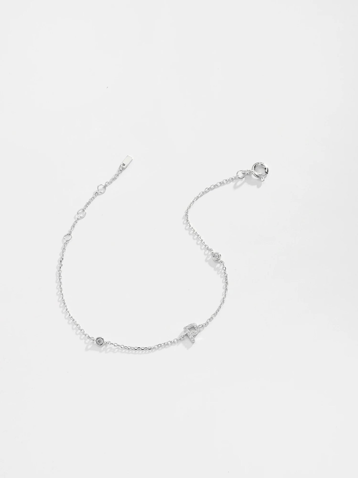 VEWANT 925 Sterling Silver Monogram Letter A - Z Initial Charm Chain Bracelet Luxury Wedding CrystalFine Jewelry