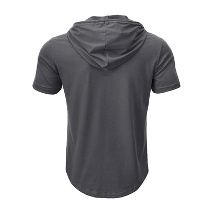 Men's T Shirt Summer Slim Fitness Hooded Short-Sleeved Tees Male Lightweight Hoodie Fitness Breathable Sports Tops