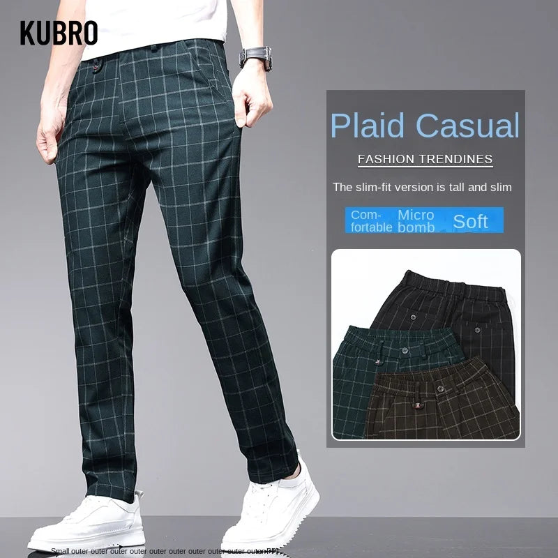 Summer Thin Ice Silk Office Men's Business Casual Suit Pants Korean Fashion