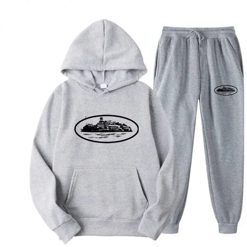 NICE Loose Unisex Fleece-lined Printed Sweatshirt Hoodie Set Devil Prisoner Pattern New Female Casual Comfortable T