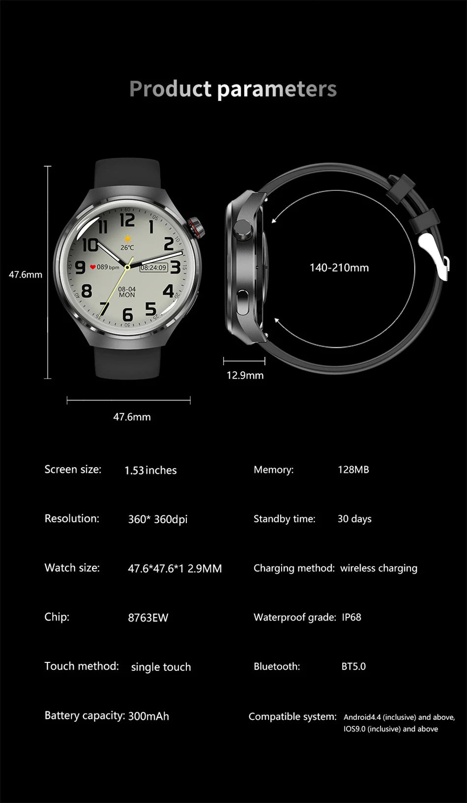 2025 New Watch 4 Pro GPS NFC Smart Watch Men 360*360 AMOLED Screen Heart Rate Bluetooth Call Waterproof Sports Man Smartwatch