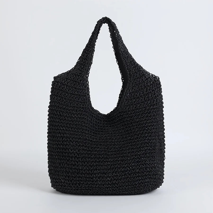 Rattan Women Shoulder Bags Wicker Woven Female Handbags Large