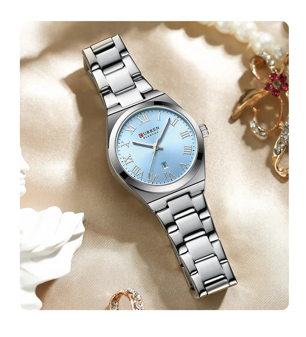 CURREN Luxury Women Watches Fashion Casual FemaleLadies Stainless Steel Quartz Wristwatches Life Waterproof Girlfriend Gift