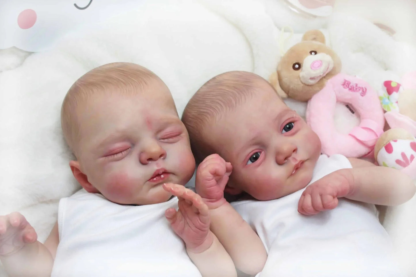 NPK 18inch Irys & Lily Twins Reborn Baby Doll Handmade 3D Skin Multiple Layers Painting Collectible Lifelike Art Doll