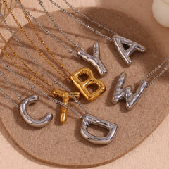 Party Balloon Letter Pendant Necklace Waterproof Silver Color 316L Stainless