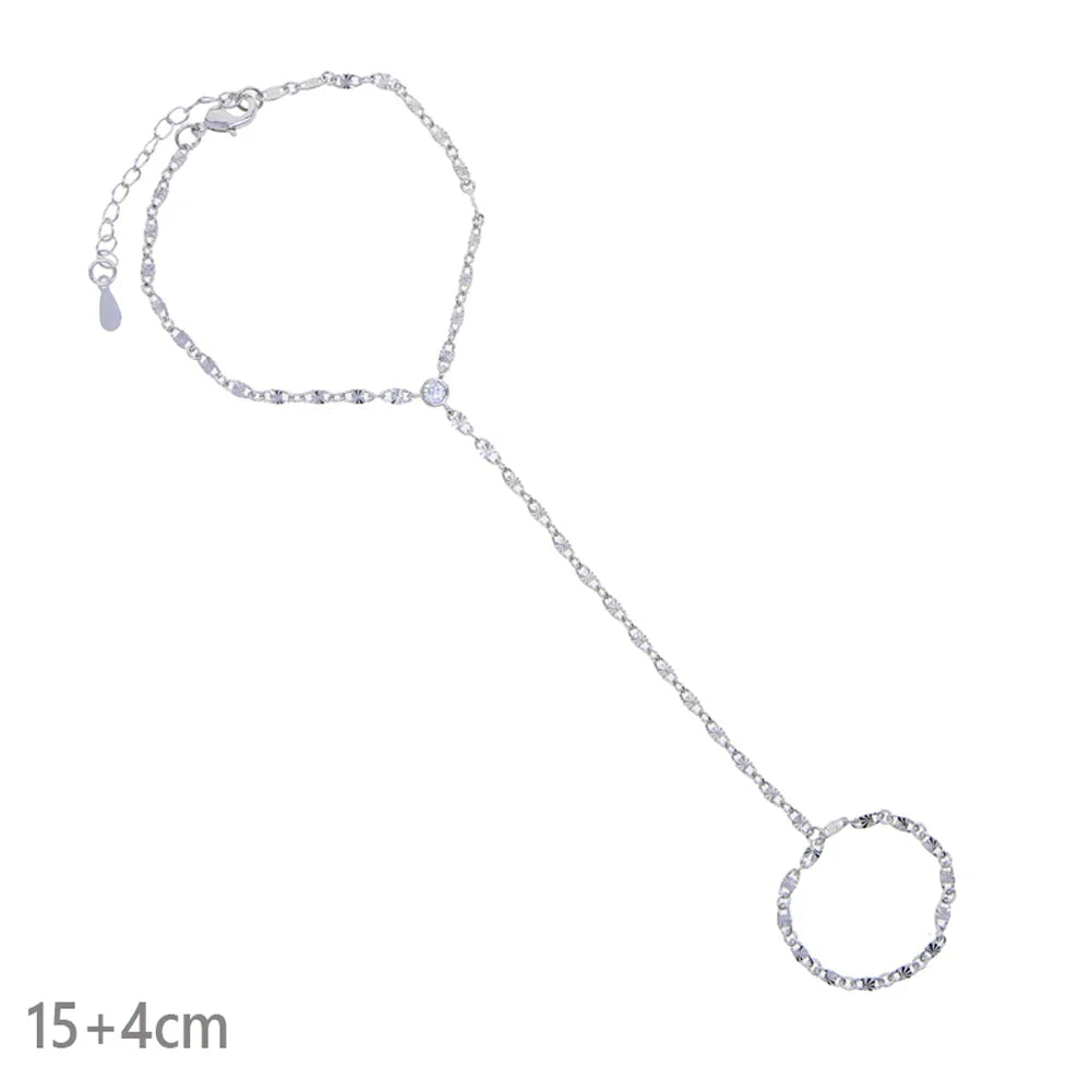 High Quality Long Tassel With Slippy Bar Bling Round Oval Triangle CZ Setting Women Unique Bracelet Wrap One's Finger Jewelry