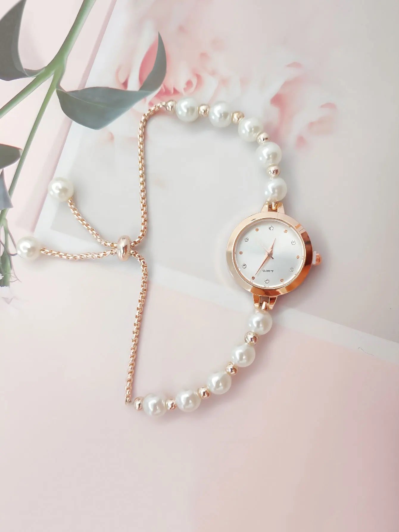 LUCKY FOX New Minimalist Style Pearl Bracelet Women Quartz Watch Fashionable Small Disc Design Light Luxury Jewelry Women Watch
