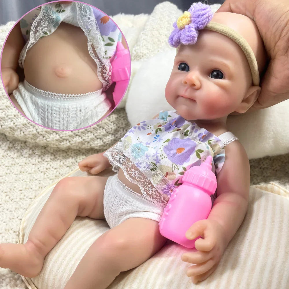 Mini 13 Inch Full Solid Silicone Bettie Reborn Baby Doll Washable Body Girl Adorable Silicone Doll Birthday Christmas Gift