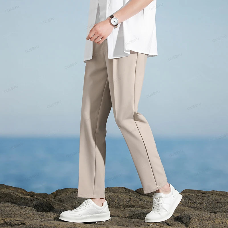 Clothing Smooth Suit Pants Men Business Formal Work Pant Korean Casual Long Office