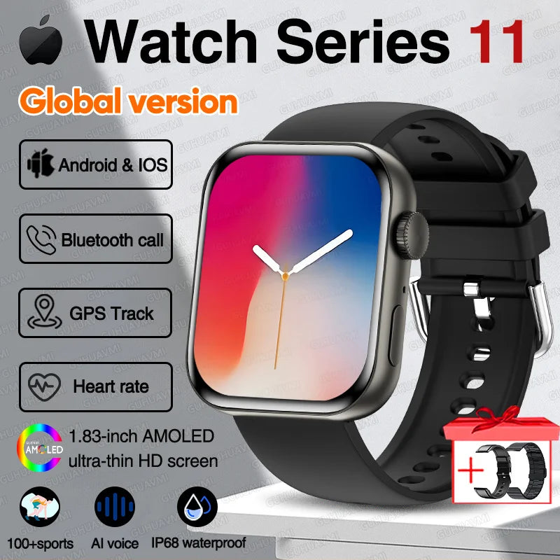 New Series 11 Watch Original Men Women Bracelet AMOLED Display Heart Rate Bluetooth Call GPS Track Waterproof Sports Smartwatch