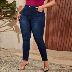 Plus Size Women Mom Jeans High Waist Plus Size Jeans Skinny Pencil Denim Pant