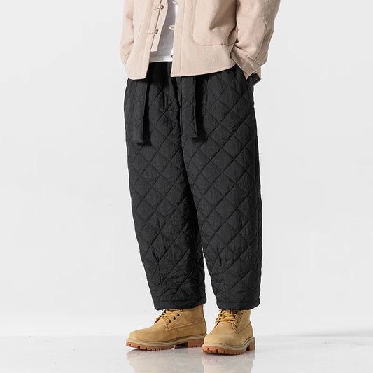 Winter Thicken Cotton Padded Pants Men Casual Warm Trousers Ankle Length