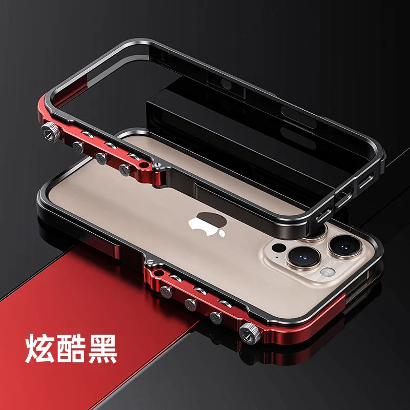 Armored Metal Frame Phone Case for iPhone 16 15 17 Pro Max Plus 17promax Anti Drop and Aluminum Alloy Frame Phone Case