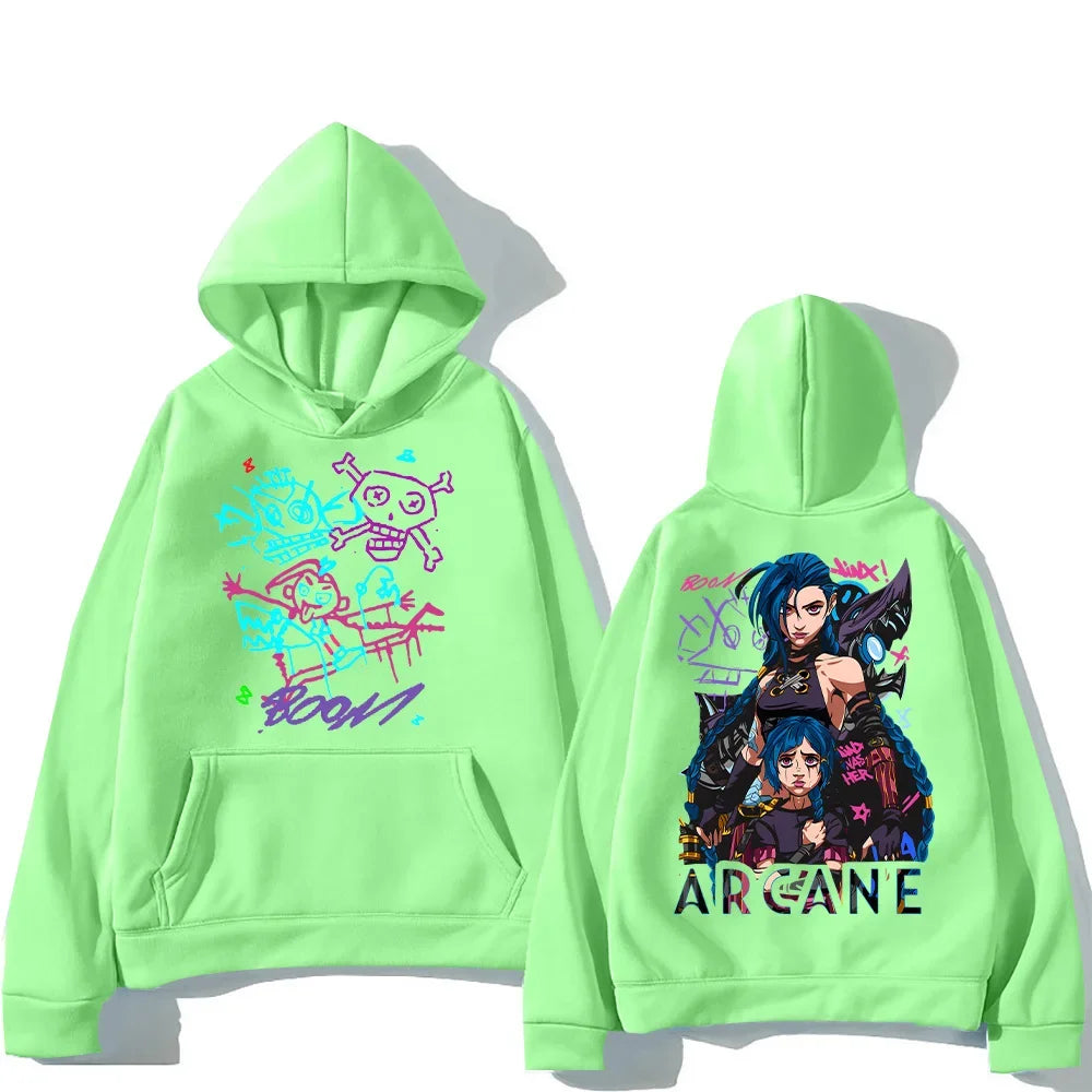 Arcane Jinx Hoodies Man Women Harajuku Clothing Hot Anime Arcane Pullovers Unisex