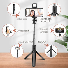 Bluetooth Wireless Selfie Tripod with Fill Light 360 Degree Rotation Remote