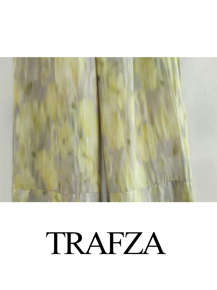 Woman Fashion Vintage Printed Trousers Summer Woman Tie-dye Patchwork Pants