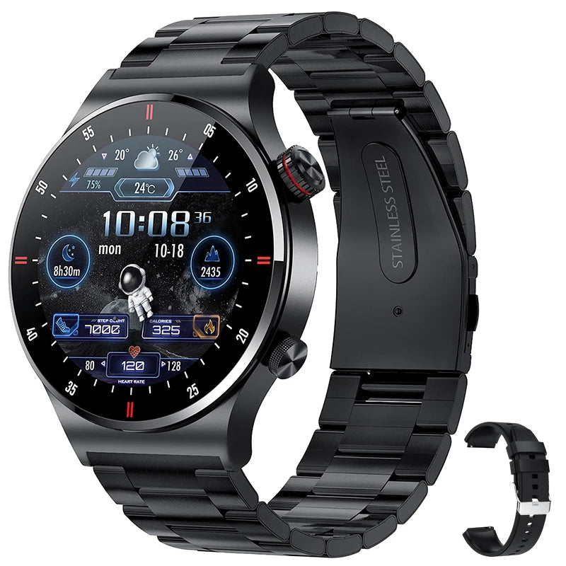 2025 New NFC Smart Watch Men AMOLED 390*390 HD Screen GPS Sports Heart Rate Bluetooth Call Business Man SmartWatch For Android