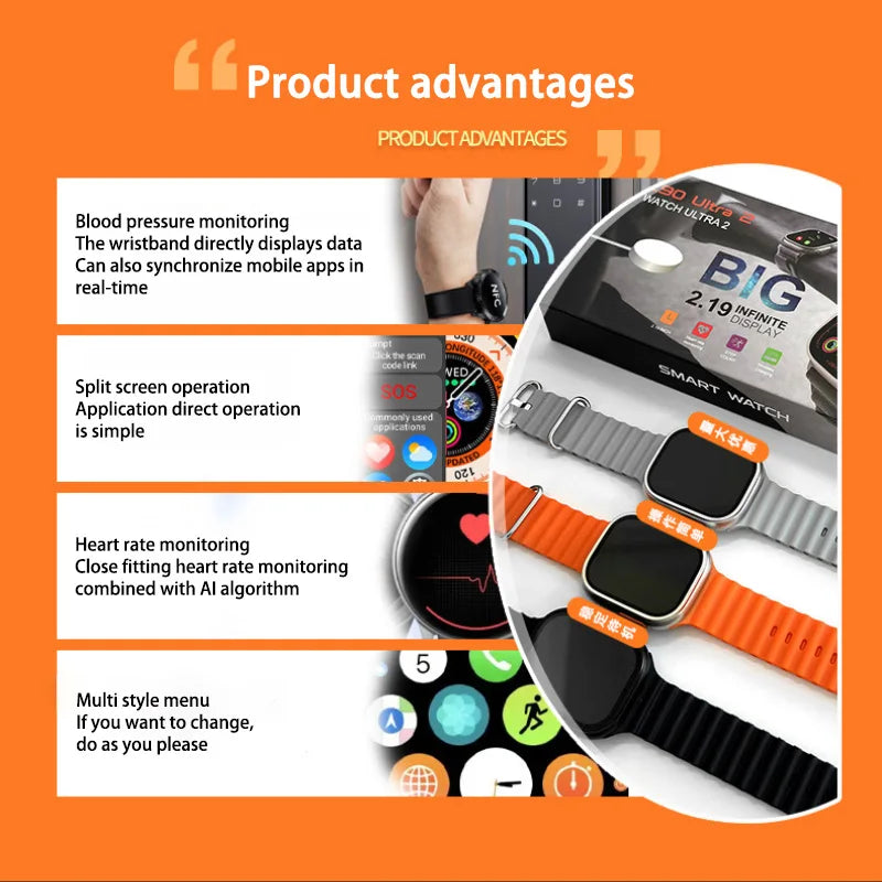 2026 Original T900 Ultra 2 Smart Watch 49mm Men Women Bluetooth Call Music Game Wireless Charging NFC Smartwatch For Android IOS