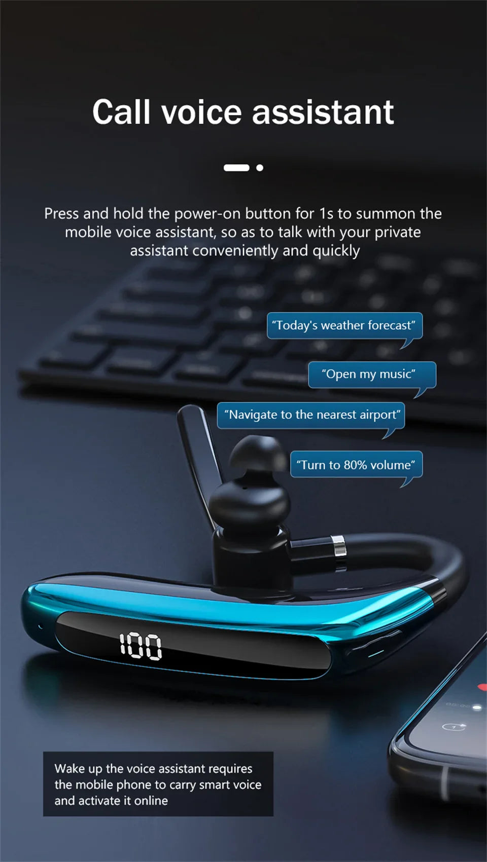 Wireless Headphones With Dual Microphon Bluetooth Earphone ENC Noise Cancelling Hands-free Headset Busines Auriculares Driving