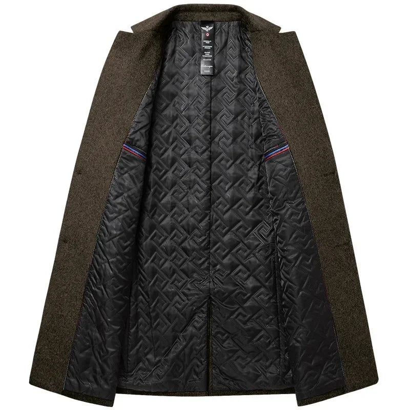 Brand Trench Coat Men Autumn and Winter New Solid Color Long Woolen Coat for Men