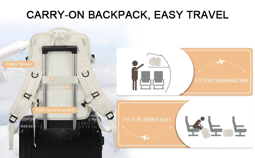 Likros Travel Backpack for Women Expandable Weekender Hiking Laptop Backpack with USB Port Large Waterproof 40L Men's Backpack