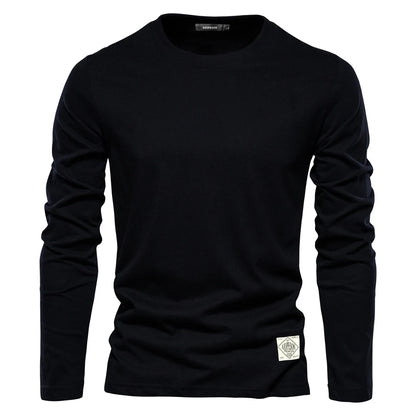 100% Cotton Long Sleeve T Shirt For Men Solid Spring Casual Mens T-shirts High Quality Male Tops Classic Clothes Men's T-shirts