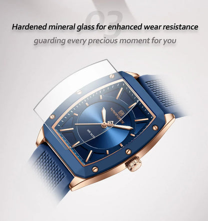NAVIFORCE Top Brand Women Tonneau Watches Fashion Ladies Quartz Watch Silicone Strap Gift Female Wristwatch Relojes Para Mujer