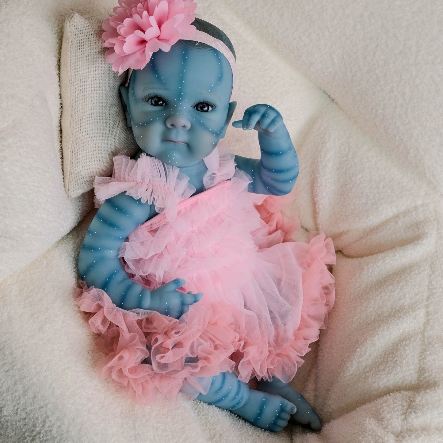 NPK 19-inch Full Body Bettie Avatar Collectible Art Doll - Soft Silicone Bebe Bath Toy Waterproof Hand-Painted Details
