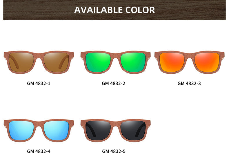 GM Natural Bamboo And Wooden Sunglasses VIP Manual Polarized Glasses Luxury brand Environmental Degradable Glasses Gift Box
