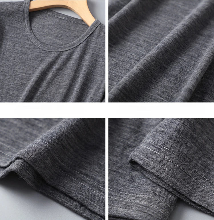 100% Merino Wool Base Layer Set Men 150G Winter Merino Wool Thermal Underwear Sets Lightweight Long Sleeve Top Bottom Pants