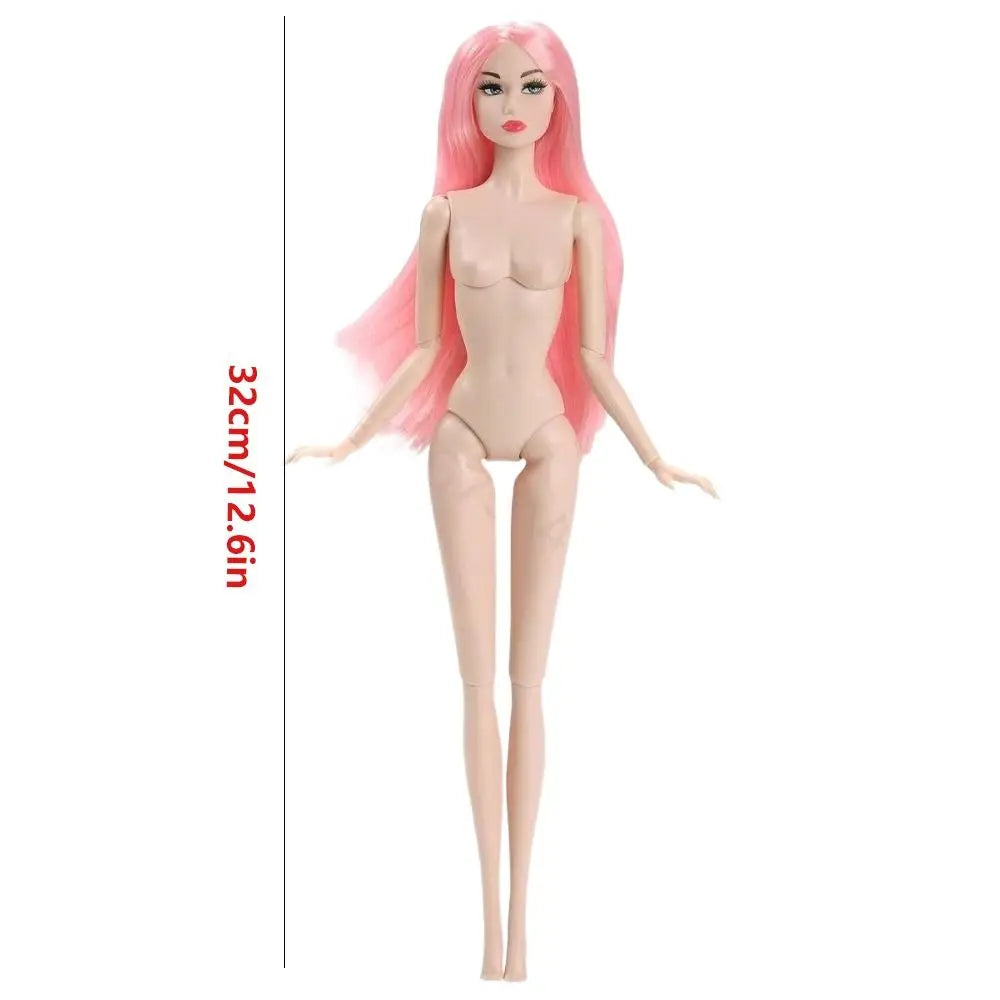 32cm Supermodel Nude Doll 1/6 BJD European Fashion Doll Joints Movable Long Hair White Skin Children Dress Up Play House Toys