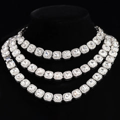 Women Luxury Prong Cuban Link Chain Necklace Bling Iced Out Crystal Zircon