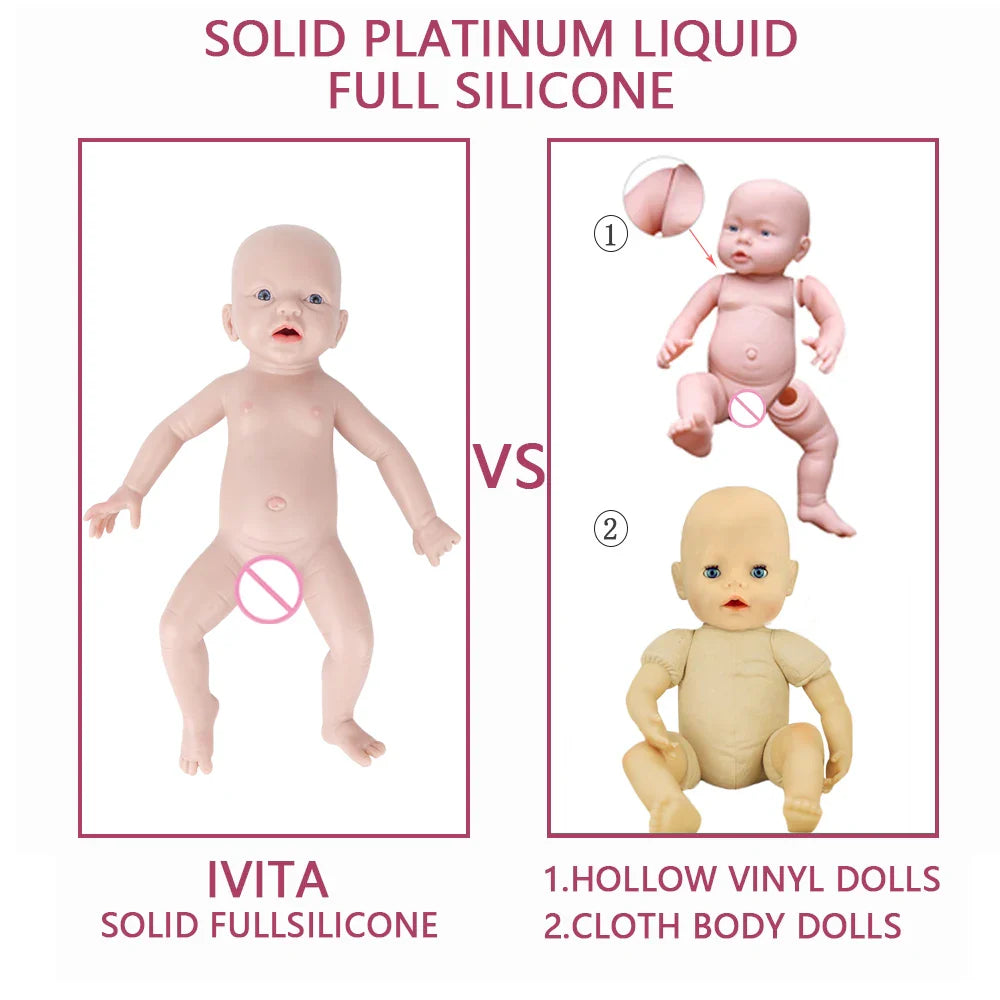 IVITA WG1554 14.96 inch 1.58kg 100% Full Body Silicone Reborn Baby Doll Soft Dolls Realistic Girl Baby DIY Blank Children Toys
