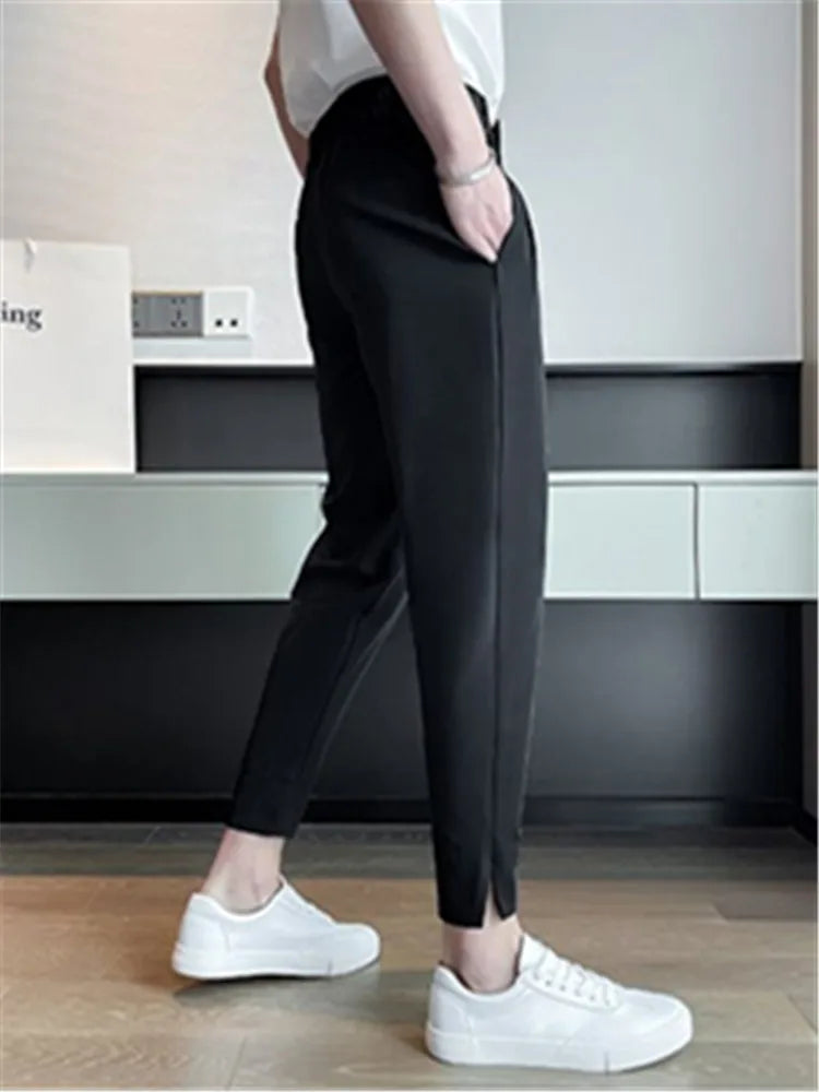 Elegant Casual Blazer Pants Men Korean Fashion Slim Formal Trousers Male Black Dress Pants Classic Suit Pants