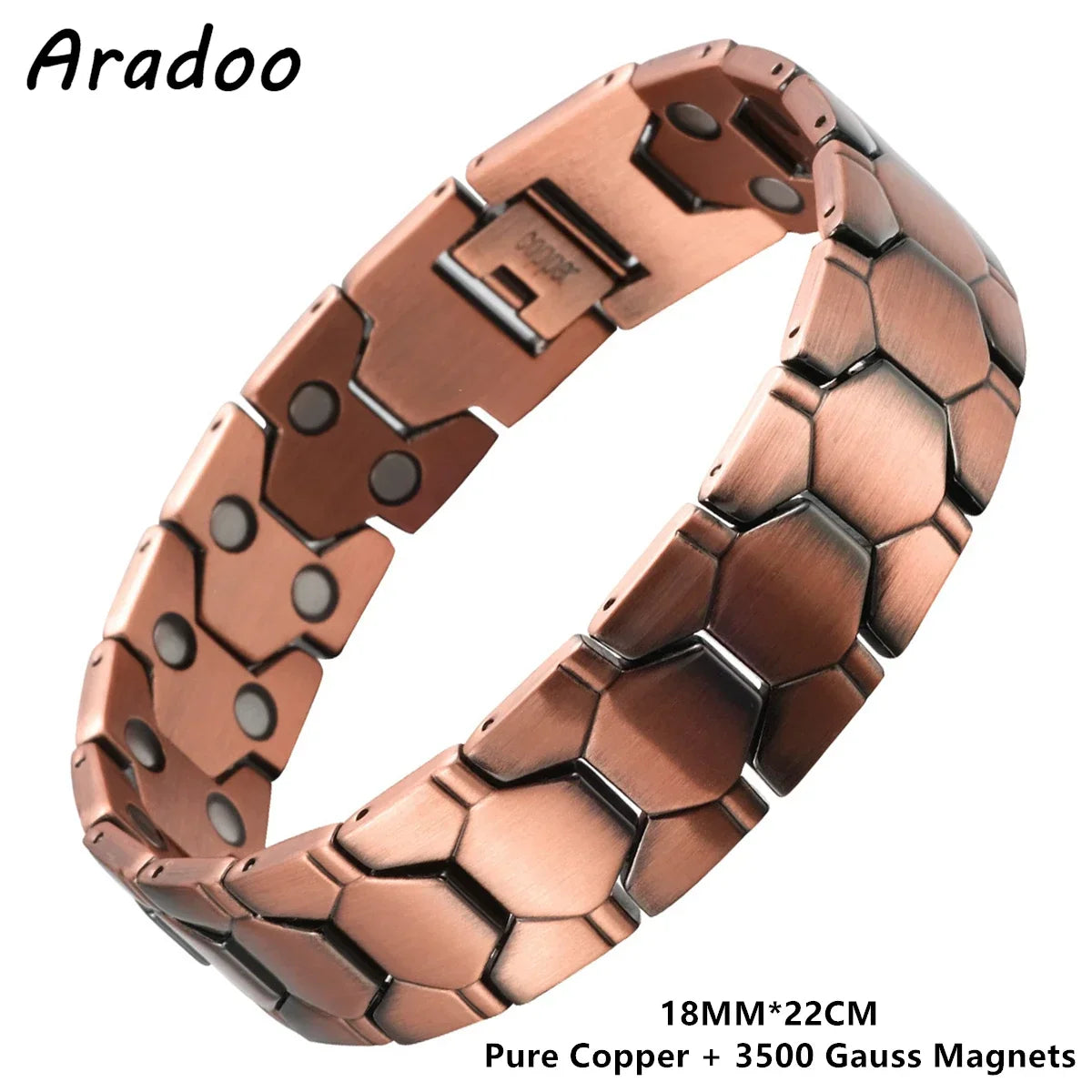 ARADOO Copper Bracelet for Men 100% Pure Copper Magnetic Link Bracelets Jewelry Gift with Adjustable Sizing Tool