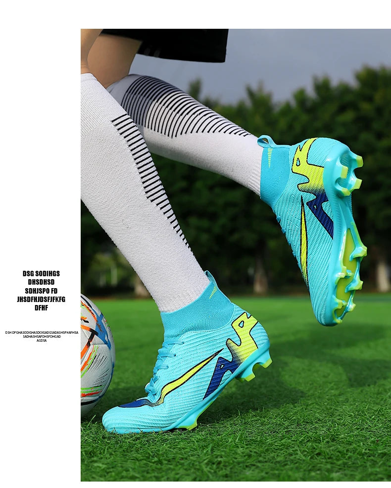 Professional Men High Ankle Football Boots Soccer Cleats TF/FG Training