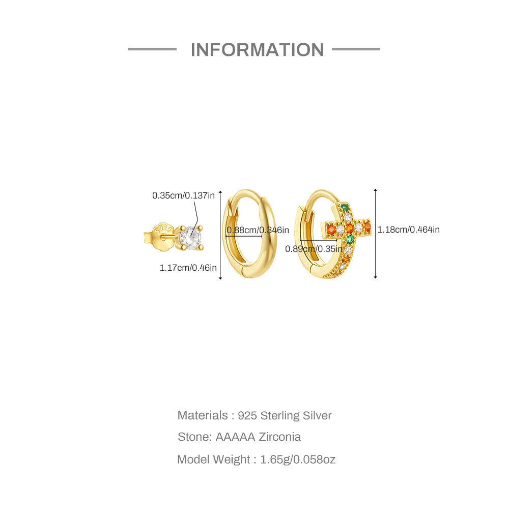 AIDE 925 Sterling Silver 3pcs 4pcs Set Zircon Stud Earrings 18k Gold Star Minimalism Huggies Earring Fine Jewelly Set Party Gift