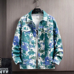 Korean version youth men's camouflage denim jacket spring new loose top men's jacket