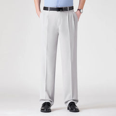 Big Size Comfortable Wrinkle-Resistant Suit Pants Mens Baggy Double Pleated Classic