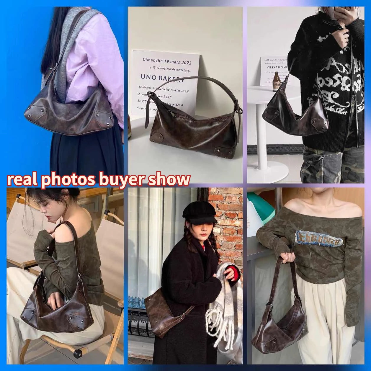Pu Leather Retro Women's Underarm Bag Cool Y2k Girls Vintage Small Shoulder Bags