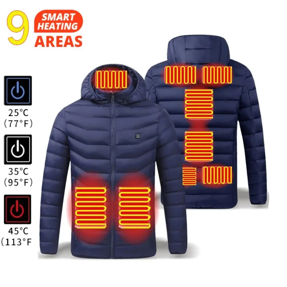 Heated Jacket Men Women USB Self Heated Clothing Washed Cotton Warm Coats