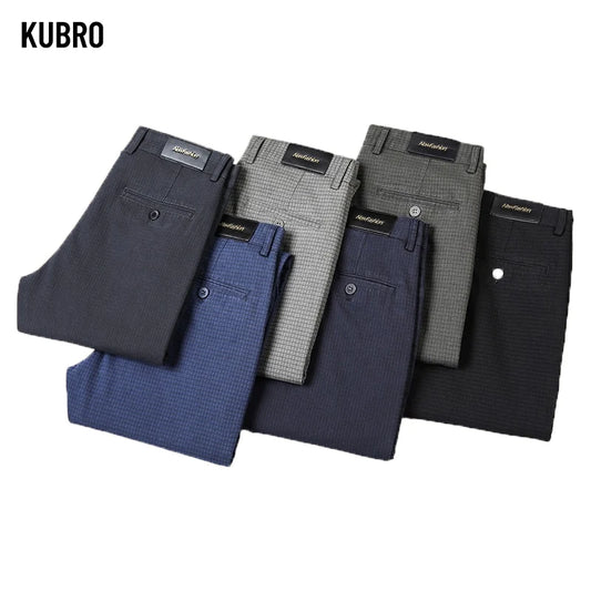 Autumn Winter Business Suit Pants Men's Elastic Waist Casual Trousers