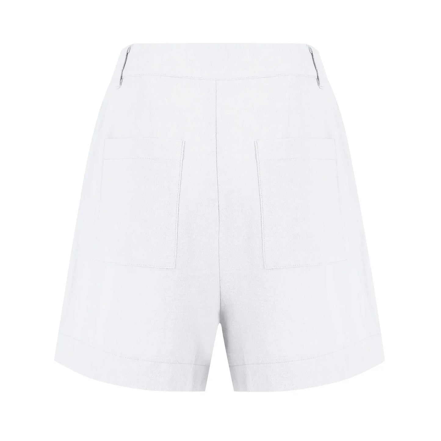 Cotton Linen Solid Shorts For Women Button High Waist Summer Loose Casual Pockets Shorts Female Pants Women Clothing