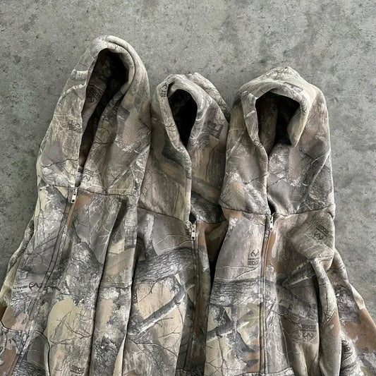 Y2k Camouflage Zipper Hoodie Men Clothing Oversized Zipper Sweatshirt American