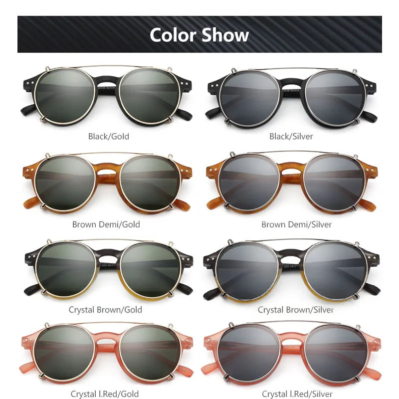 ZENOTTIC Steampunk Style Glasses (Anti Blue Light Blocking Eyewear) + Clip Lenses（Polarized Sunglasses Clips）for Women Men