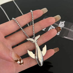 Fashion Trend Whale Stainless Steel Pendant Necklace for Men Exquisite High-end