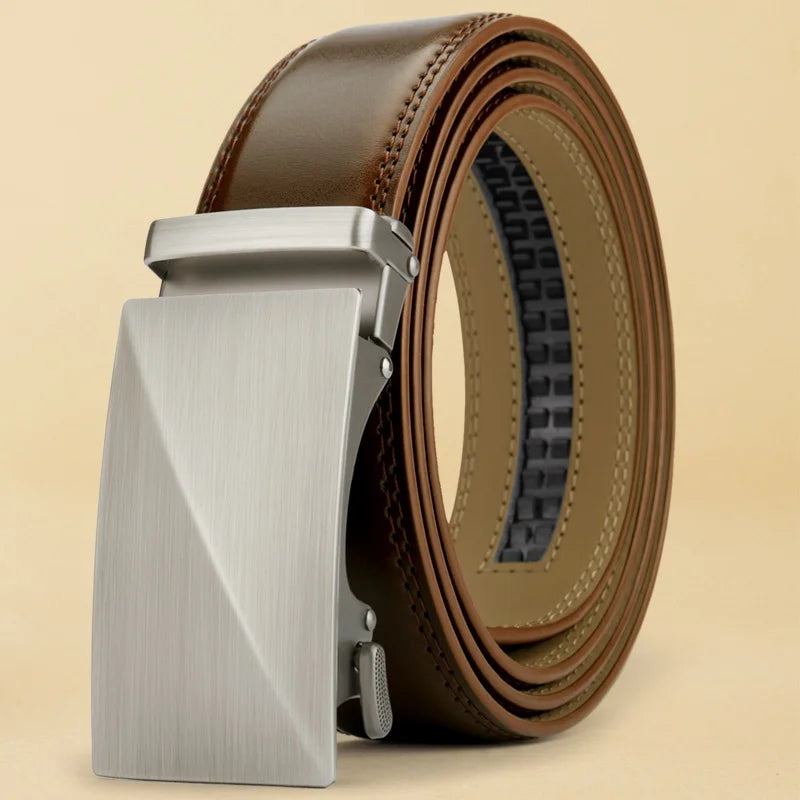 OYIFAN Brand Leather Belts for Men 115cm-145cm Automatic belt with ratchet strap Top quality belts, luxury belts for men