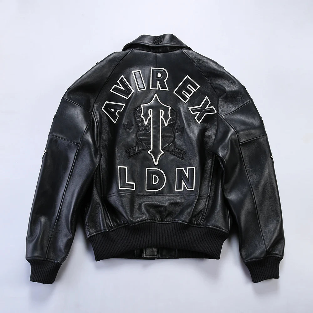 collaborative French lamb leather genuine leather jacket men's